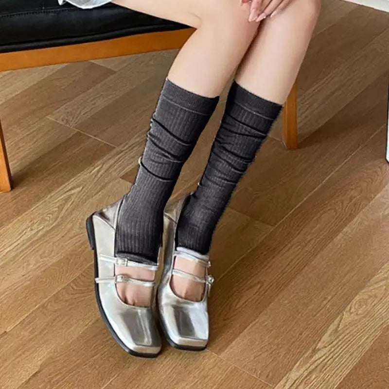 Women Footed Socks Mesh Silk Stockings Breathable Drawstring Design Korean Style Summer Lightweight Slouch Socks for Daily Wear Oasis Select One Size Deep gray