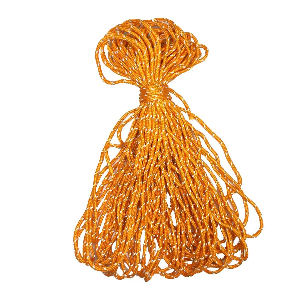 20m 2.5mm Reflective Paracord Tent Cord Rope Camping Awning Rope Runner Guy Line Oasis Select Orange