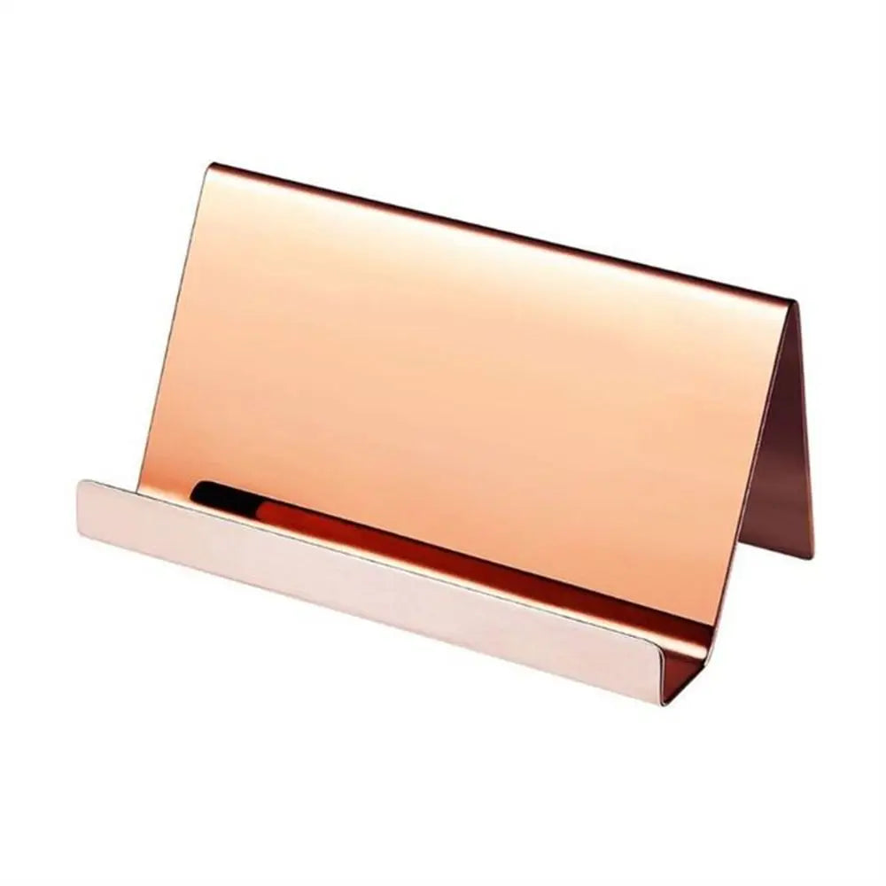 Holder Metal Desktop Stainless Steel Name Card Display Stand Business Card Storage Business Card Holder Name Tag Display Rack Oasis Select Rose Gold-Mirrored
