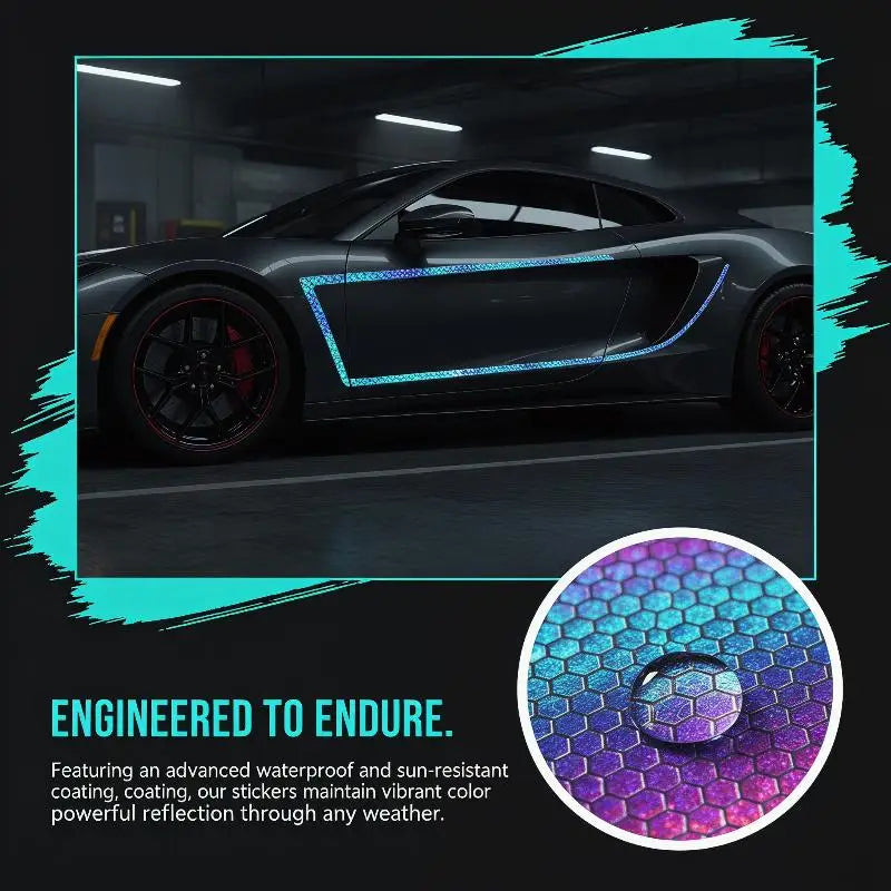 Night Reflective Strip Wheel Hub Warning Sticker Night Riding Colorful Laser High Viscosity Colorful Reflective Tape Sticker Oasis Select