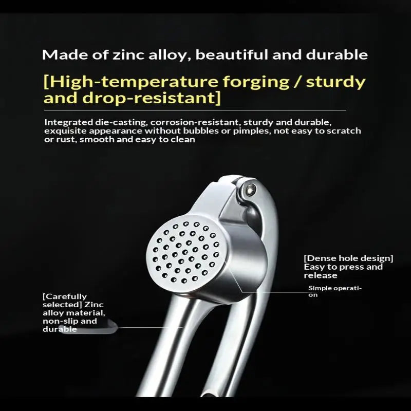 Zinc Alloy Garlic Press With Peeler And Cleaning Brush Rust Resistant For Home Kitchen Prep Oasis Select