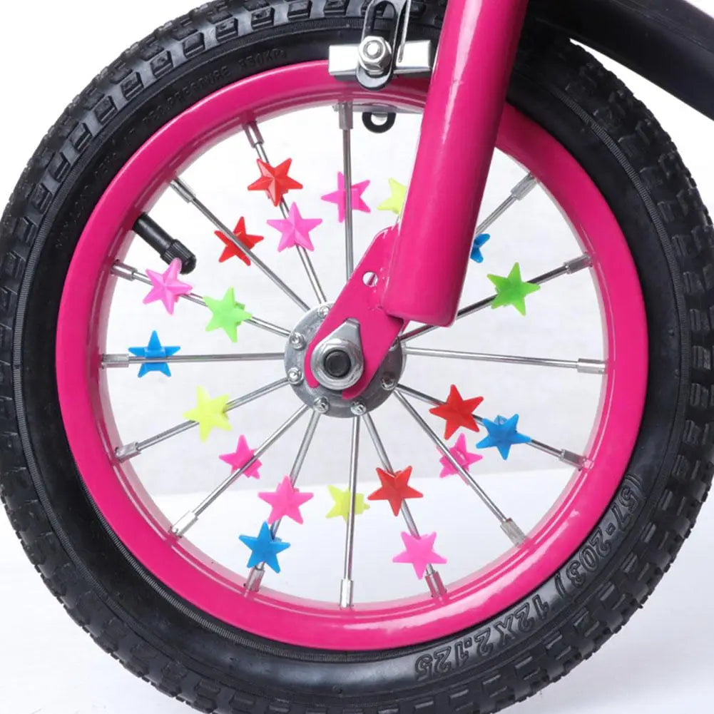 36Pcs Bike Bead Spoke Beads Colorful Safety Kids Clip Bicycle Round Multi-color Love Heart Stars Wheel Accessories Decoration Oasis Select