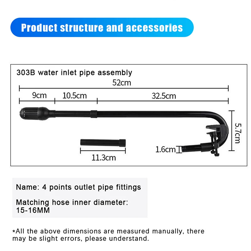 Aquarium Canister Filter Kit, External Fish Tank Filtration System, Inlet Outlet Tube, Rain Spray Bar, Outflow Pipe Complete Set Oasis Select 303B water inlet