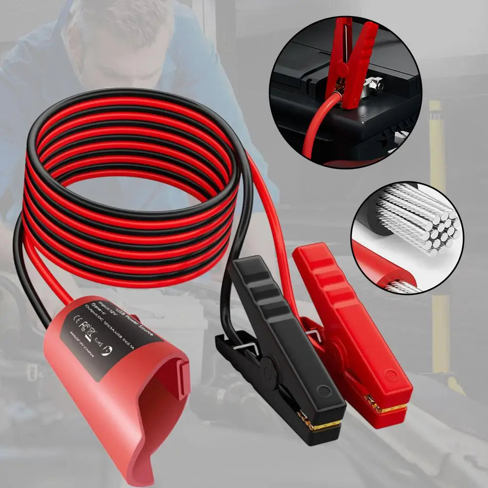 For Milwaukee M12 Portable Jump Start Cable Car Auxiliary Starter 12awg/1.8m Power Cord With Alligator Clips Emergency Tool Kit Oasis Select