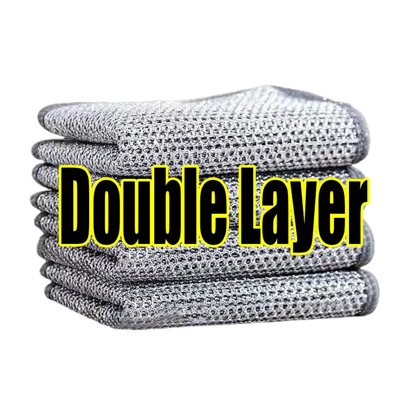 Steel Wire Cleaning Cloths SingleDouble Layer Metal Silver Wire Dishwashing Towels Kitchen Pot Pan Dish Non Stick Oil Rags Cloth Oasis Select Double Layer 20pcs