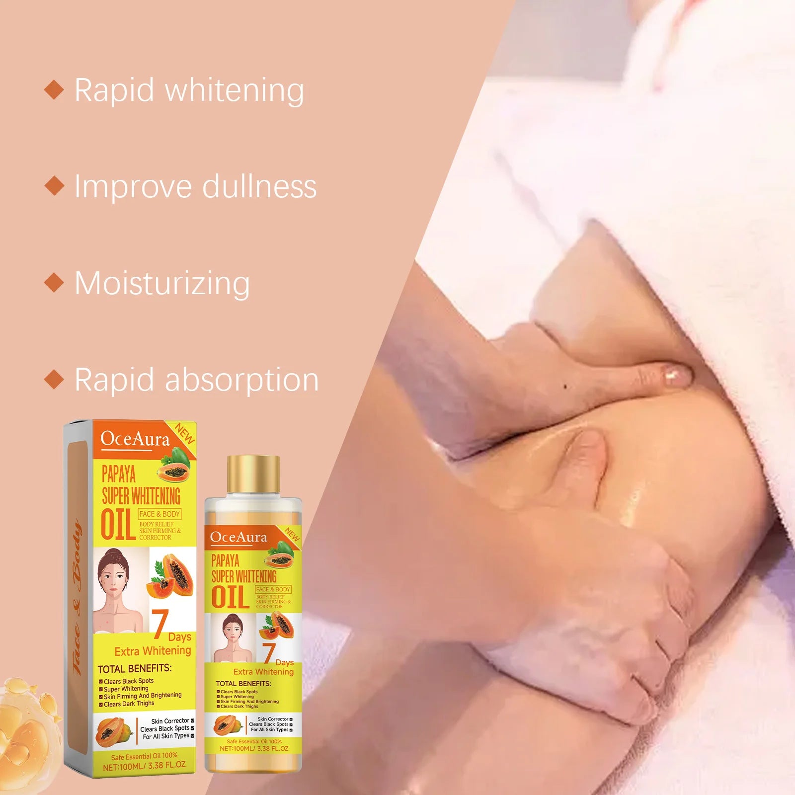 Papaya Whitening Body Oil Nourishing Brightening Skin Care Relaxing Muscle Smoothing Moisturizing Body Massage Skin Papaya Oil Oasis Select