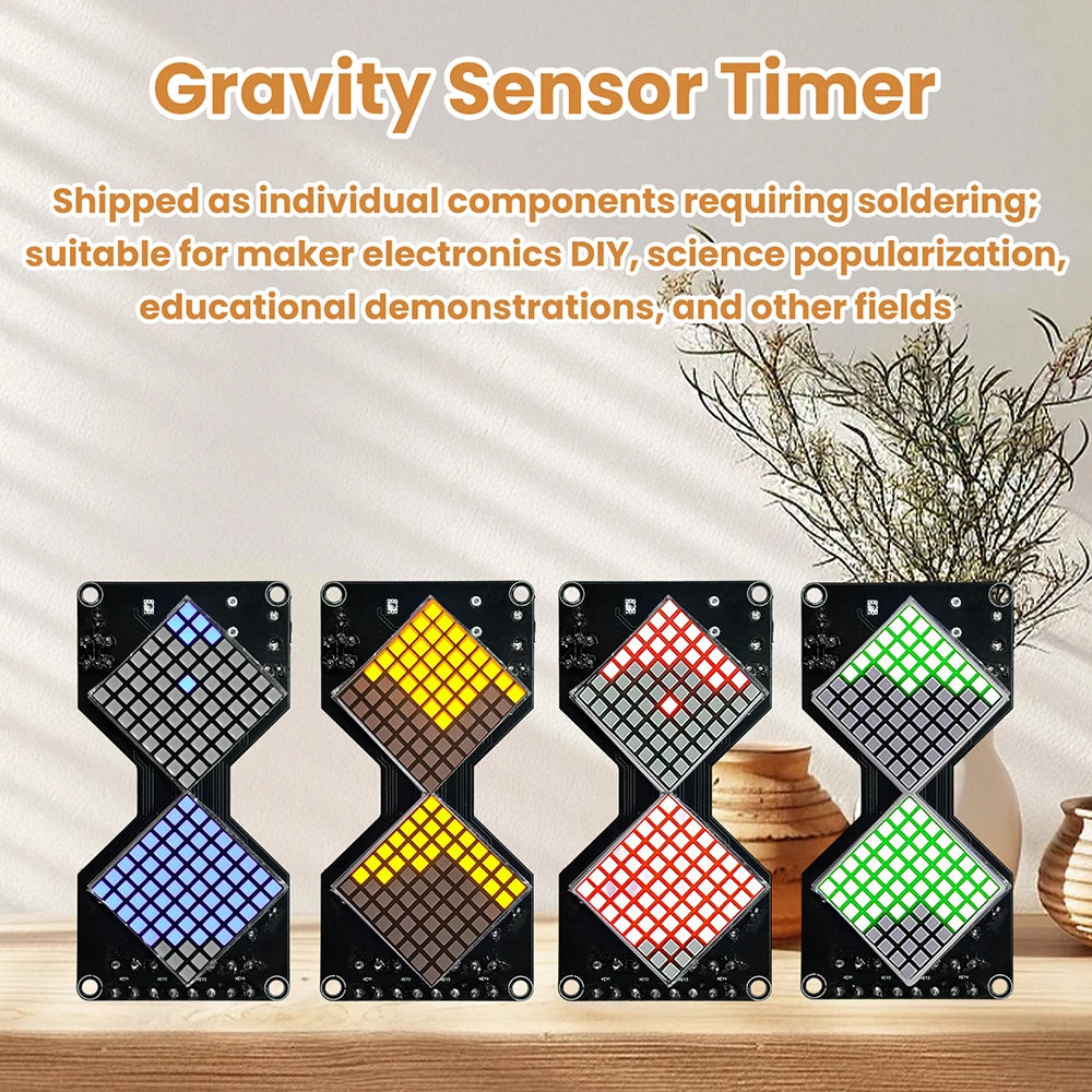 DC 5V LED Dot Matrix Electronic Hourglass DIY Kit Gravity-Sensing Timer Soldering Practice Components Micro USB Interface Oasis Select