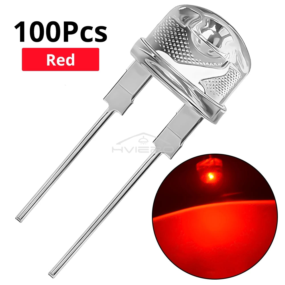 100Pcs 8mm Straw Hat LED Beads – White Red Blue Green DIY