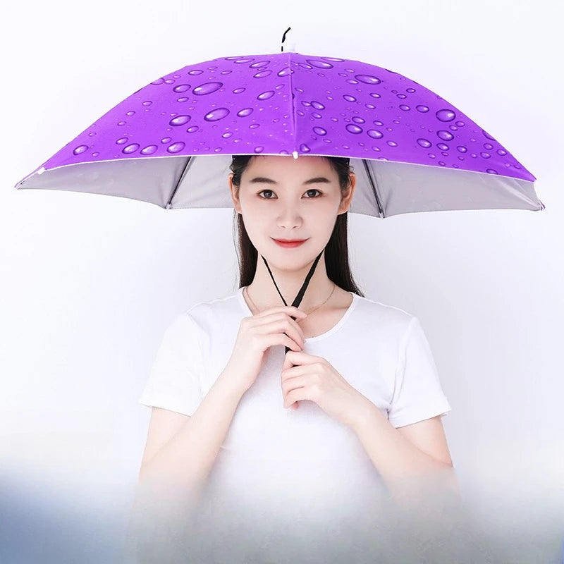 Hands-Free Umbrella Hat – Foldable Sun & Rain Head Umbrella