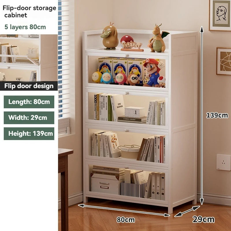 Bookcases, shelves, floor standing household storage cabinets, children's bookshelves, dust-proof acrylic cabinets, doors, stora Oasis Select white-5-80cm