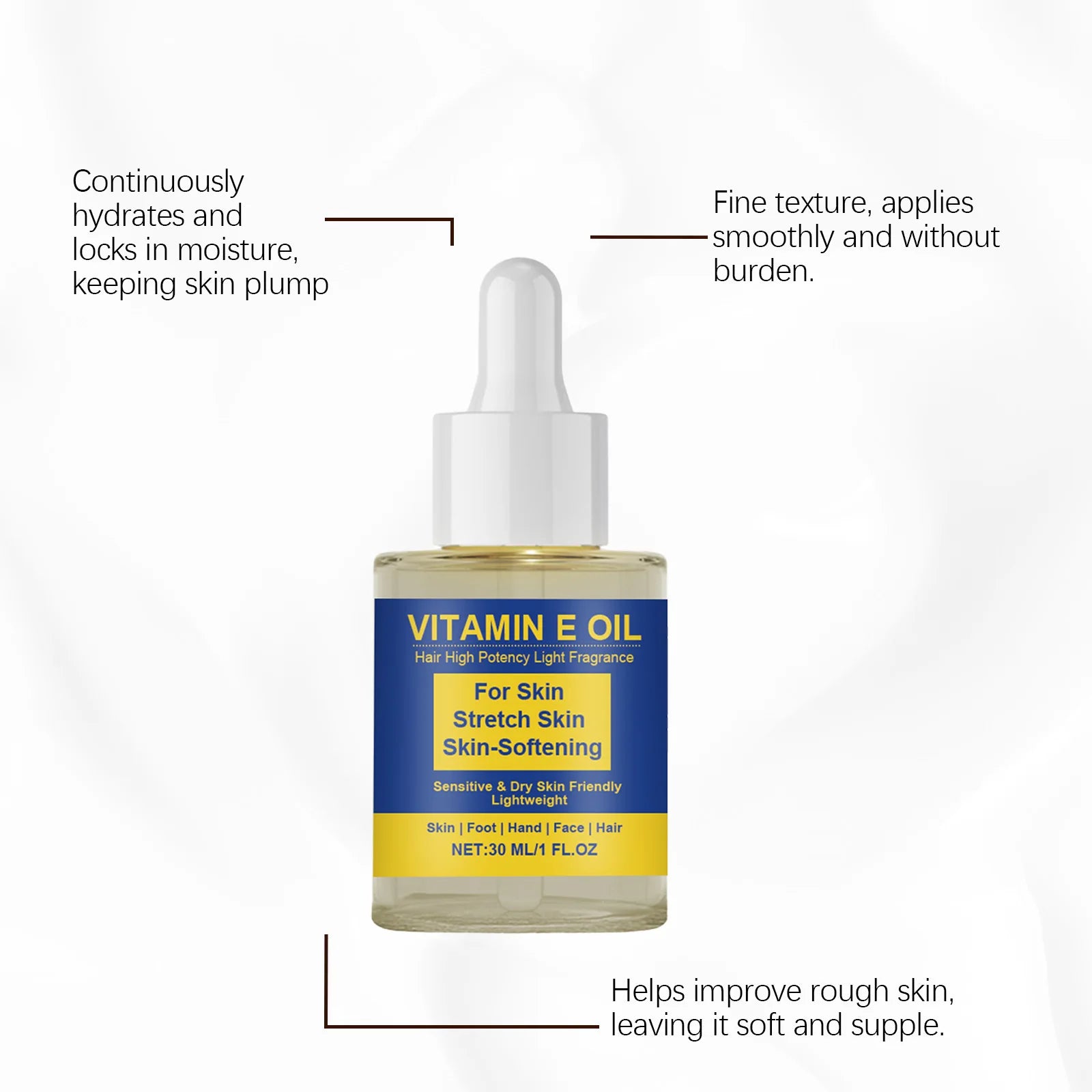 Vitamin E Body Oil Soothe Body Nourish Hands Improving Foot Roughness Reduce Dry Scalp Enhance Skin Elasticity Skincare Essence Oasis Select