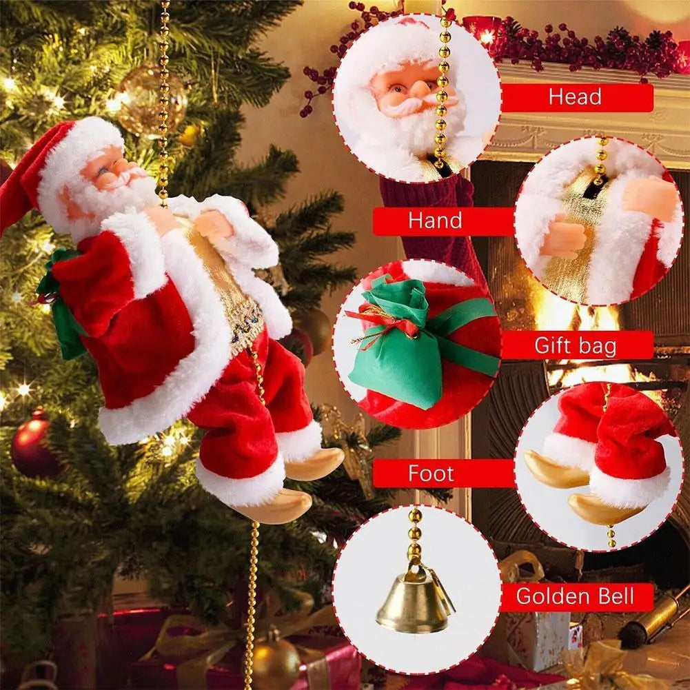Santa Claus Climbing Beads Music Electric Doll Rope Climbing Santa Christmas Gift For Children Electric Toys Oasis Select