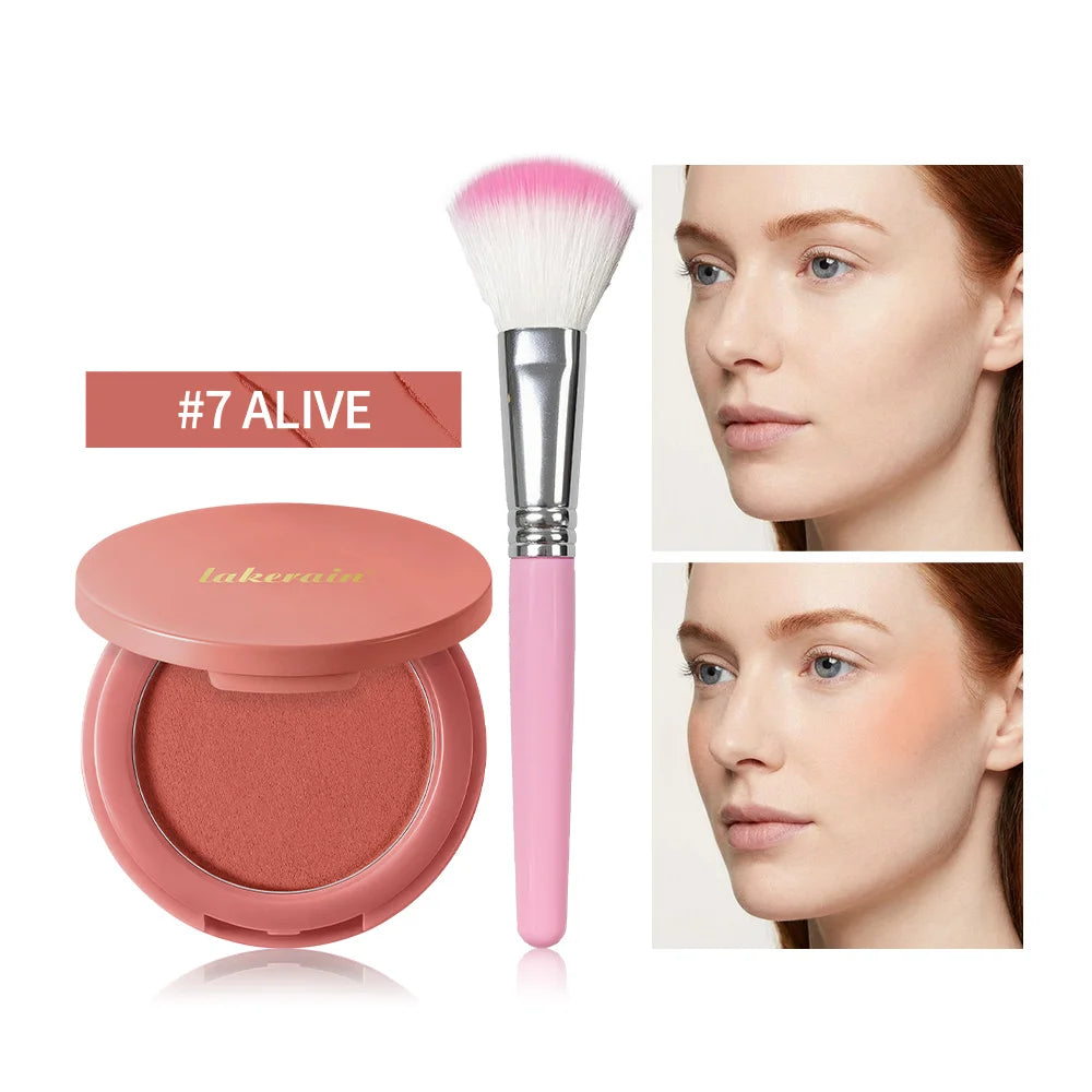 Matte Bouncy Face Blusher and Brush Long Lasting Luminosity Soft Poke Natural Blush Lightweight Blends Seamlessly Korean Makeup Oasis Select Color 7