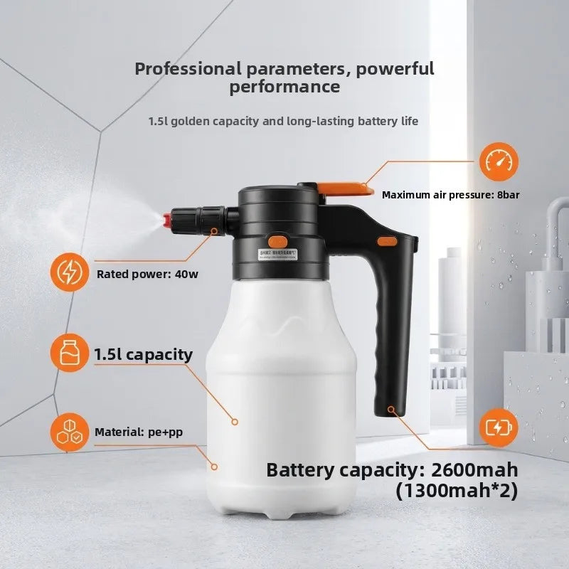 High Pressure Washer 1.5L Electric Foam Sprayer Portable Car Wash Water Gun Household Handheld Watering Kettle Cleaning Sprayer Oasis Select