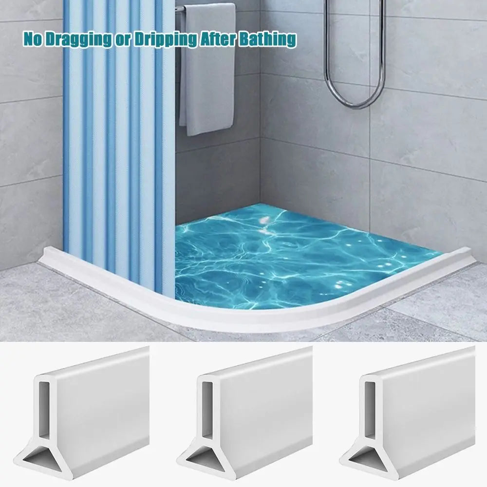 Self Adhesive Water Barrier Strip Collapsible Design Flexible Silicone Waterproof Collapsible Shower Threshold Oasis Select