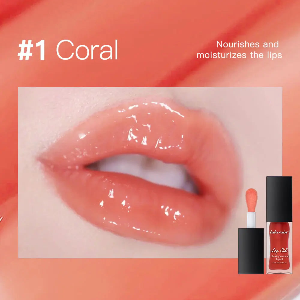 Glow Reviver Lip Oil Nourishing Tinted Lip Oil Moisturizing Honey Lip Gross Mirror Hydrating Lips Care Makeup Cosmetics Oasis Select 1Coral