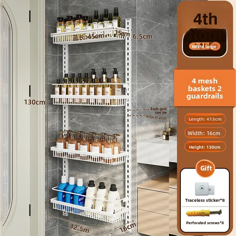 Multi-layer adjustable kitchen cabinet wall condiment seasoning rack No punching wall hanging storage shelf Oasis Select 4-1-White-4-124-45