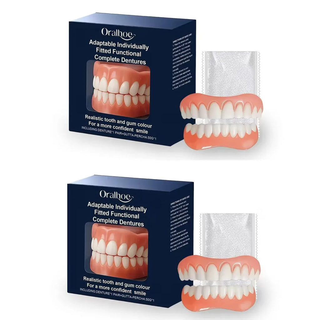 Denture Silicone Kit Temporary Orthodontic Teeth Upper Lower Fake Tooth Oral Hygiene Care Whitening Denture Simulation Braces Oasis Select 2 SETS