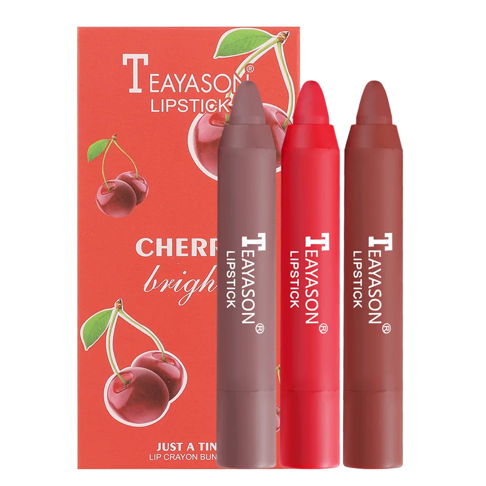 TEAYASON Matte Lipstick Set 3-Piece Waterproof Velvet Nude & Red