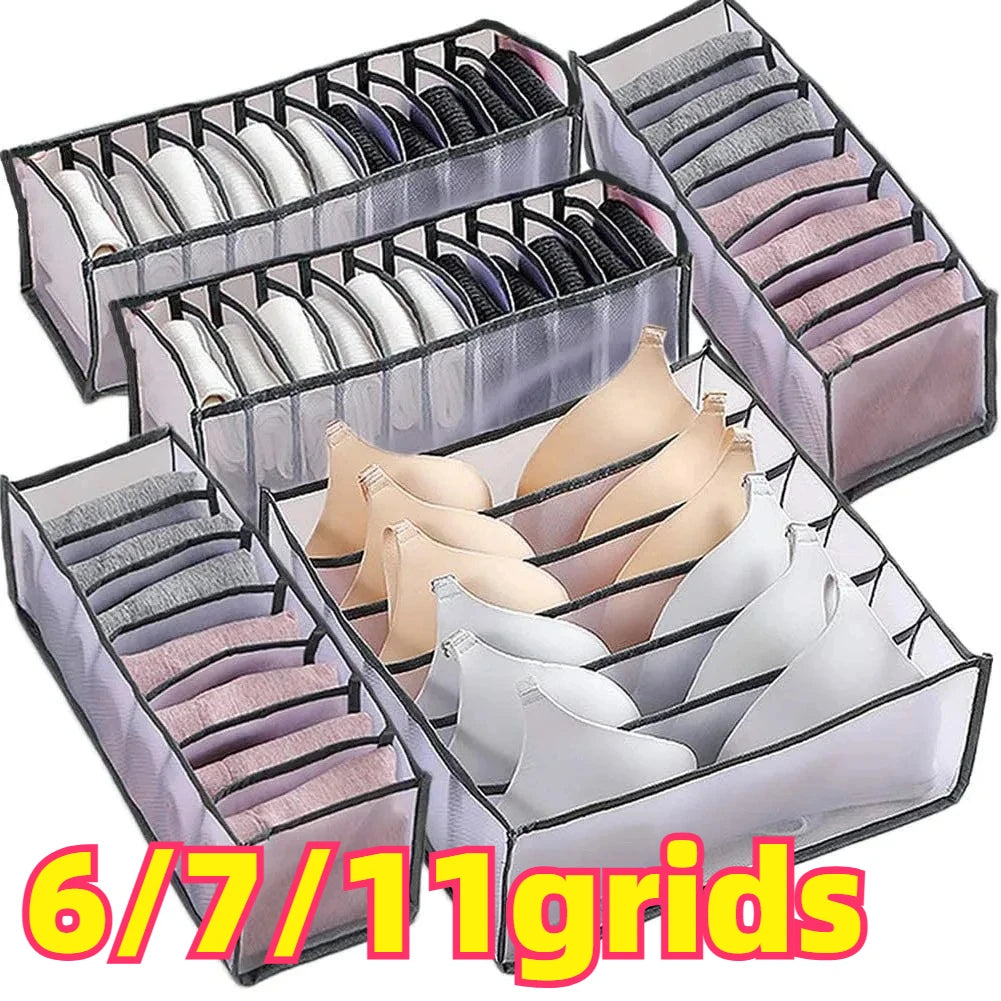 3pcs Foldable Underwear Underwear Socks Organizer With Dividers Clothes Storage Box Breathable Mesh Bag For Wardrobe Oasis Select