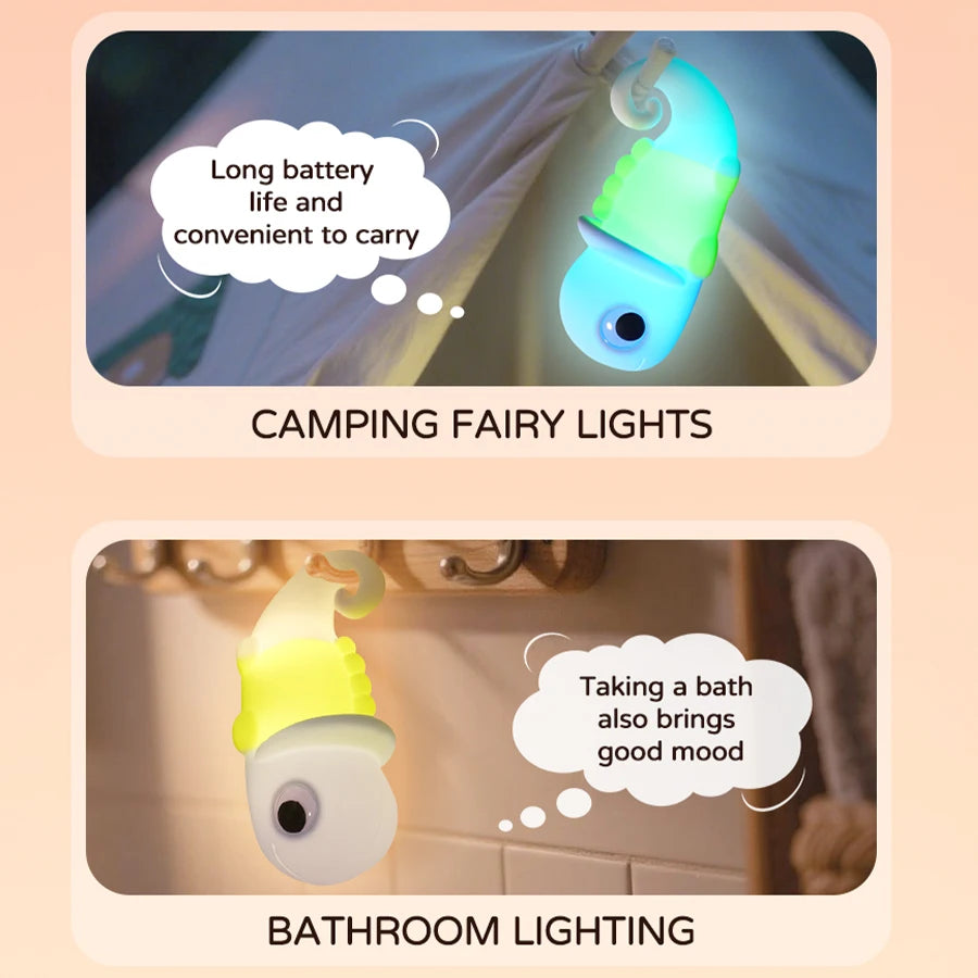 LED Chameleon Night Light Touch-Control Silicone Bedside Lamp Dimmable Rechargeable Room Decor Lamp Baby Sleep Night Light Oasis Select