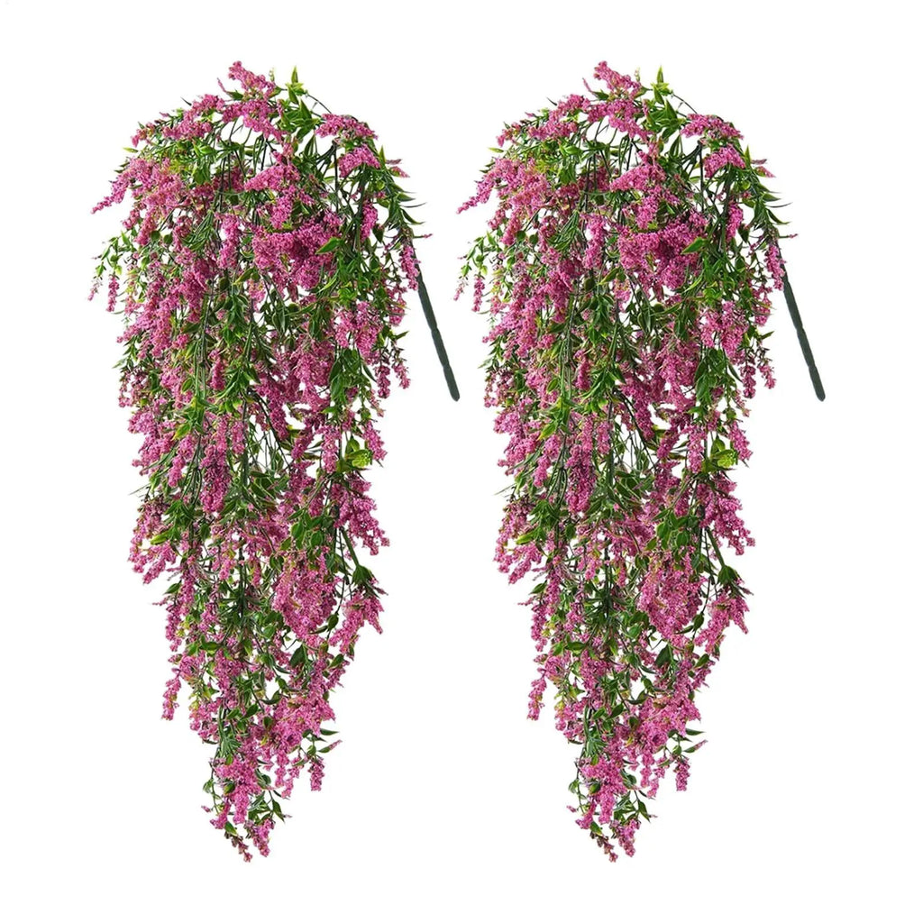2Pcs Artificial Hanging Flowers Fake Vine Garland Plants for Outdoor Indoor Home Room Yard Wall Garden Fake Hanging Plant Decor Oasis Select
