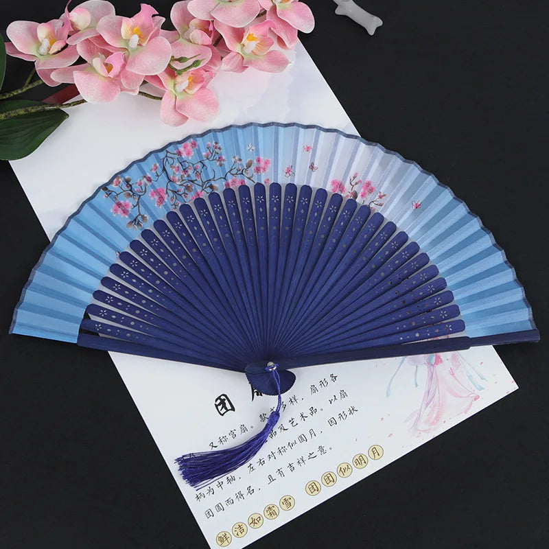 Folding Fan Hand Mini Silk Hollow Out Bamboo Products Arts and Crafts Women Japanese Dance Fan Portable Oasis Select 11