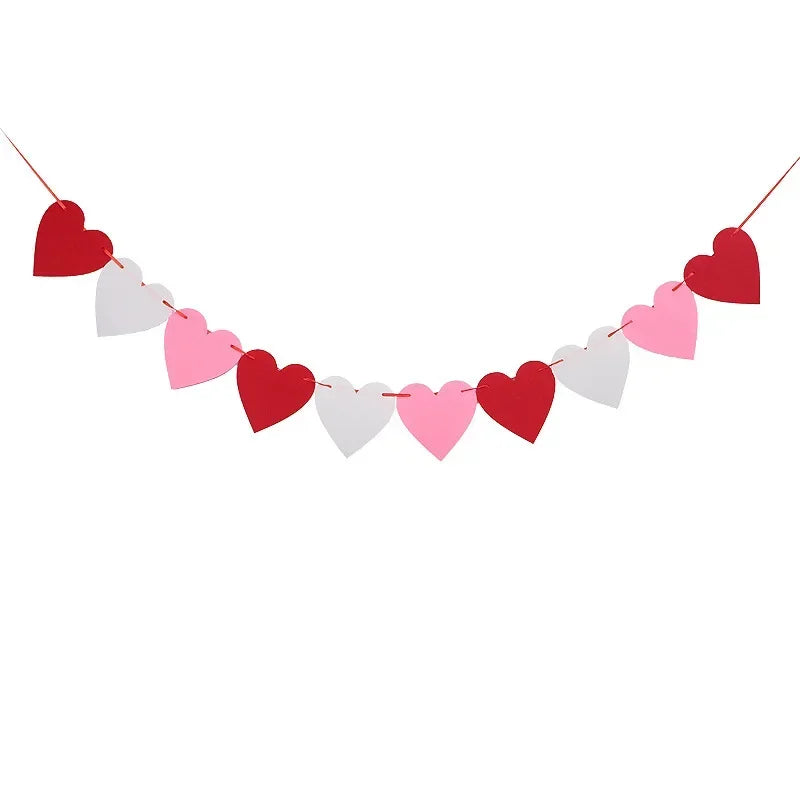 Valentine Hanging Banner Garland Bunting Red Love Heart Paper Banner Door Hanging Ornament Wedding Birthday Party Decoration Oasis Select C