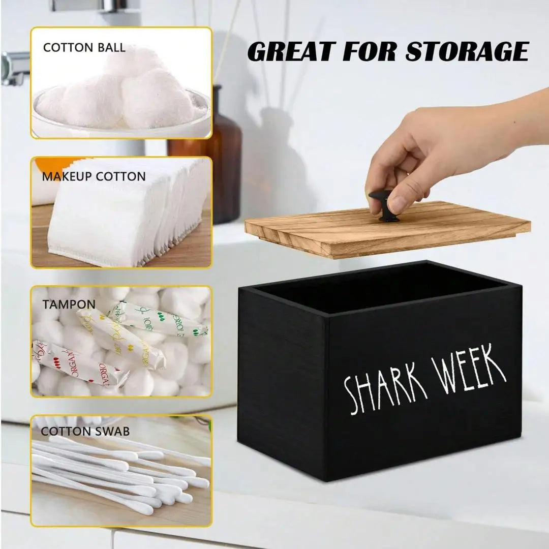 1pc Tampon Organizer, Farmhouse Style Bathroom Organizer Container, Country Style Wooden Bathroom Organizer with Cover Oasis Select