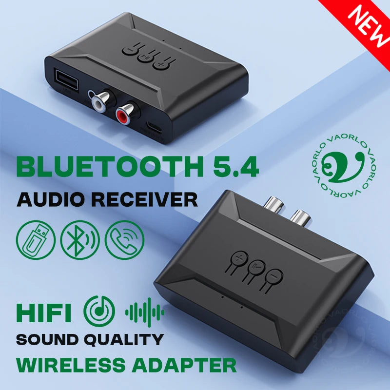 NEW USB Bluetooth 5.4 Audio Receiver Adapter Wireless Stereo Music 3.5mm AUX R/L RCA With Mic Support U-Disk For Car Speaker Amp Oasis Select