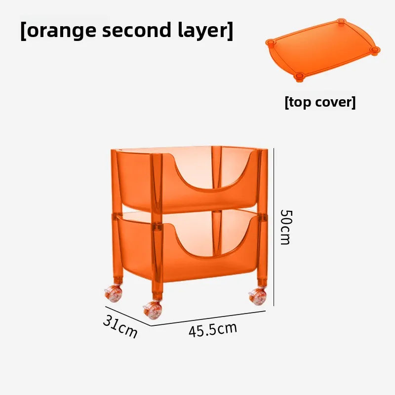 Creative acrylic multi-layer removable shelves ins bedroom kitchen trolley bathroom storage cabinet Oasis Select Orange 2 layer