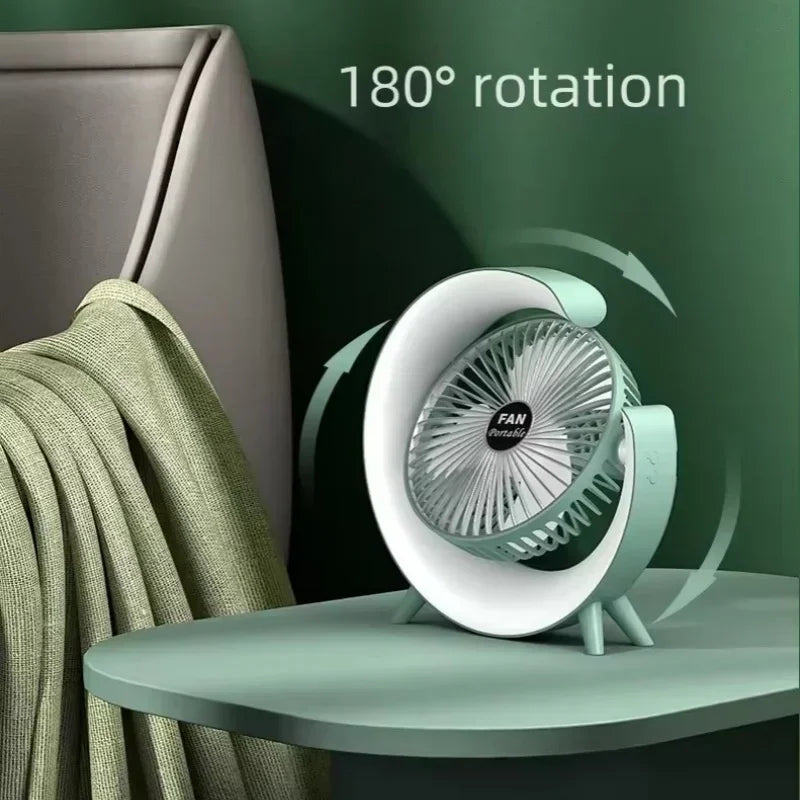 Changing LED Portable Fan USB Rechargeable Mini Desk Fan with Flowing Lights for Home Office Bedroom Travel 3 Speed Quiet Oasis Select