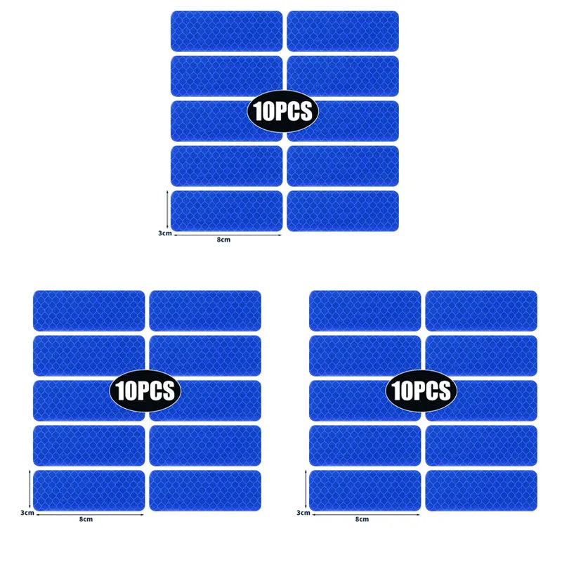 10/30PCS Car Truck Reflective Safety Warning Tape Waterproof Anti-Collision Reflective Patch Night Light Patch Reflector Sticker Oasis Select 30pcs Blue