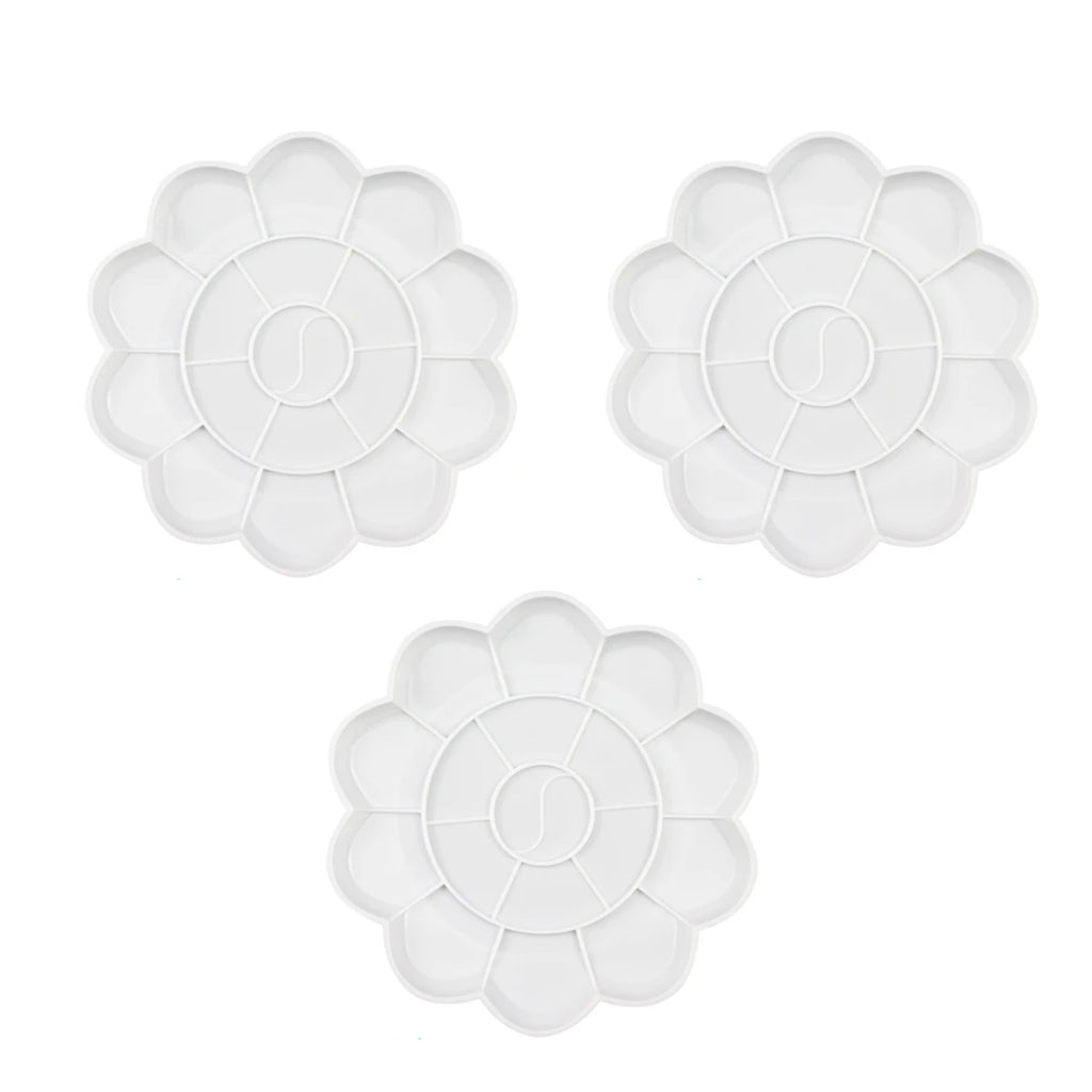 1-5PCS Flower Painting Palette Wells Plastic Reusable Artists Acrylic Watercolor Oil Portable Easy Clean Mixing Tray Oasis Select L 3pcs