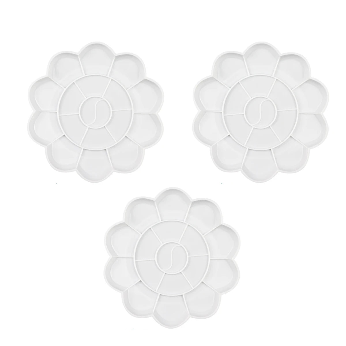1-5PCS Flower Painting Palette Wells Plastic Reusable Artists Acrylic Watercolor Oil Portable Easy Clean Mixing Tray Oasis Select L 3pcs