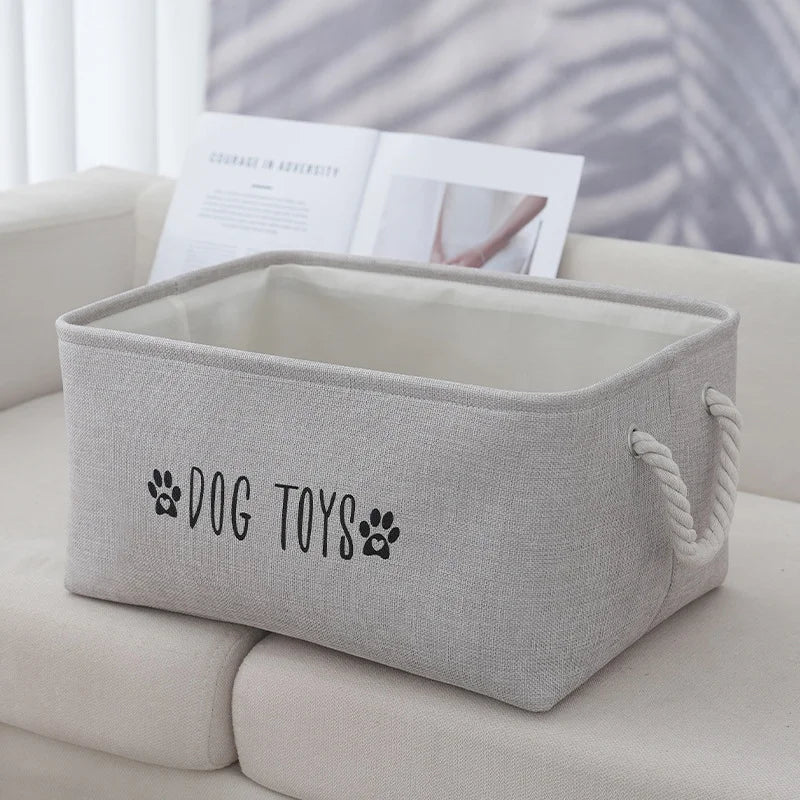 1PC Pet Toy Storage Basket, Woven Polyester Organizer for Dog and Cat Supplies, Clothing, Snacks, Toys Oasis Select GRAY