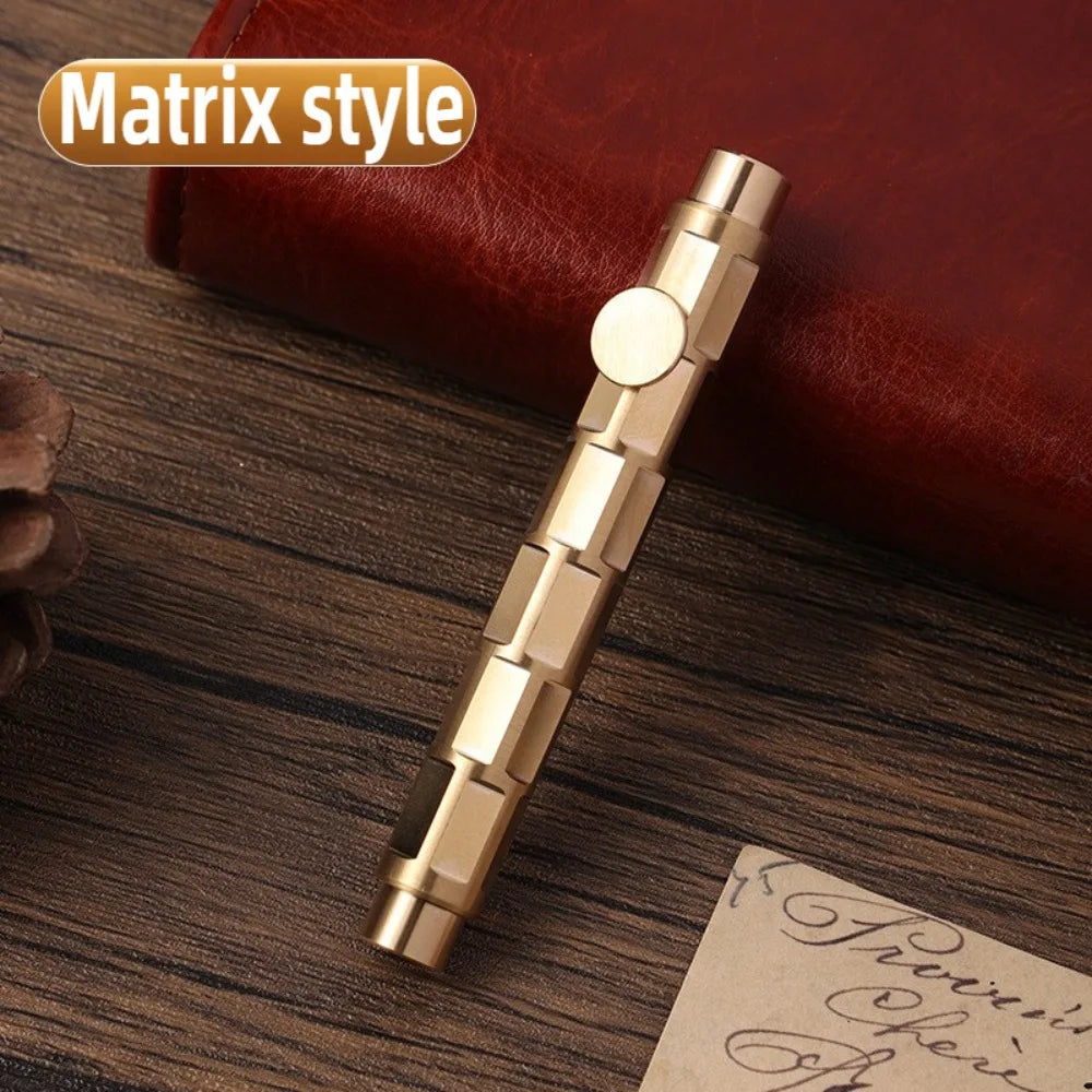 Portable Scalable Metal Fountain Pen Handwriting Retro Vintage Brass Pens Short Artist Writing Mini Pocket Pen Stationery Oasis Select Matrix Style