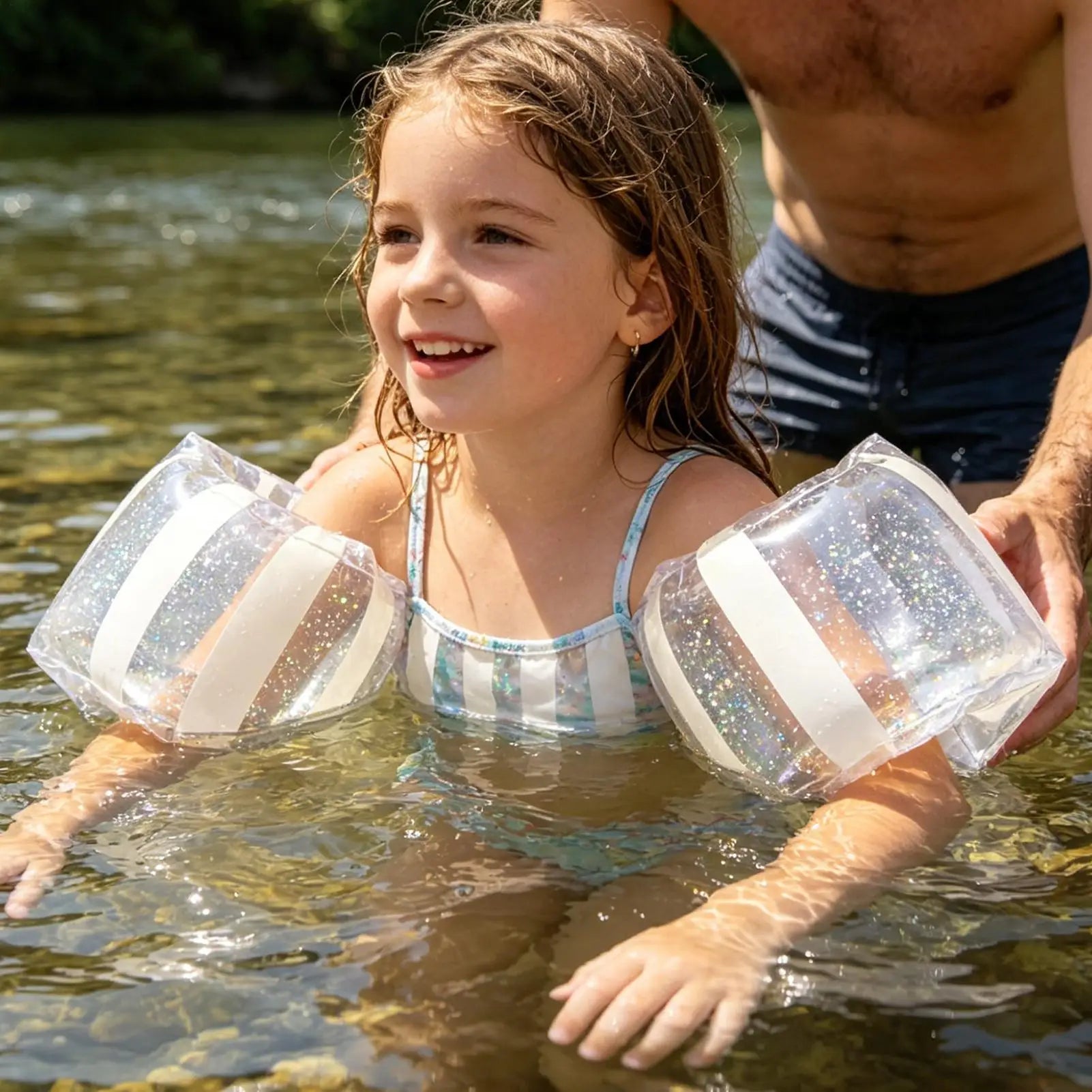 Blow Up PVC Adjustable Floatation Swimming Armbands Kids Adults Swimming Water Wings Swimming Learning Inflatable Arm Circle Oasis Select