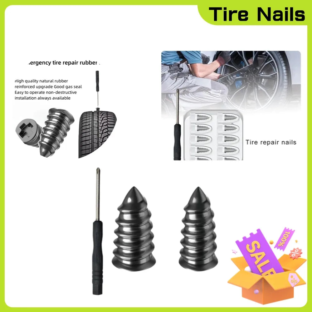 Vacuum Car Tyre Repair Rubber Nail Set Universal Tire Screw Tubeless Repair Tools Kit Car Motorcycle Truck Accessories Oasis Select