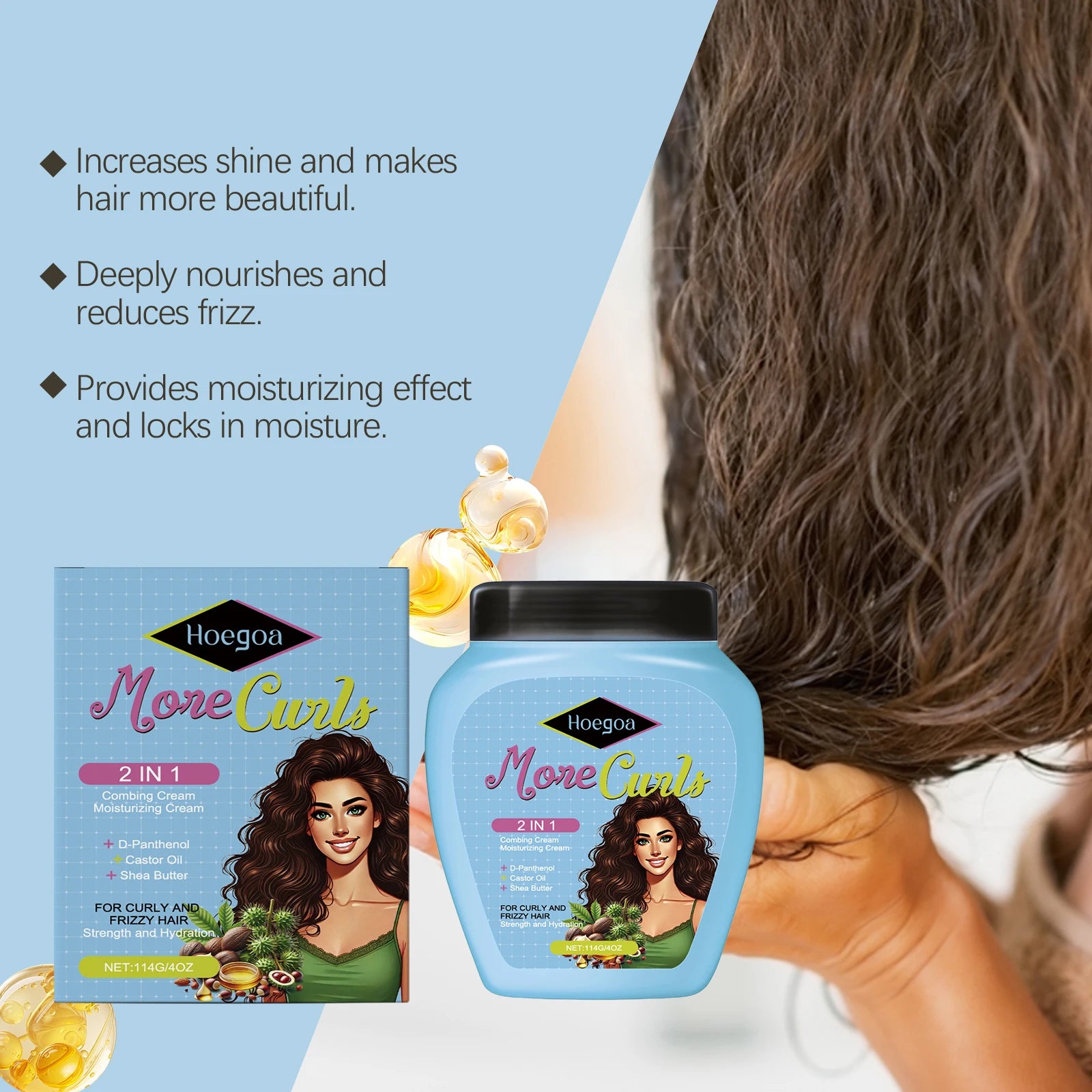 Combing Cream Conditioner for Curly Frizzy Hair Repair Restore Damaged Hair Strengthen Roots Nourish Wash-Free Conditioner Oasis Select