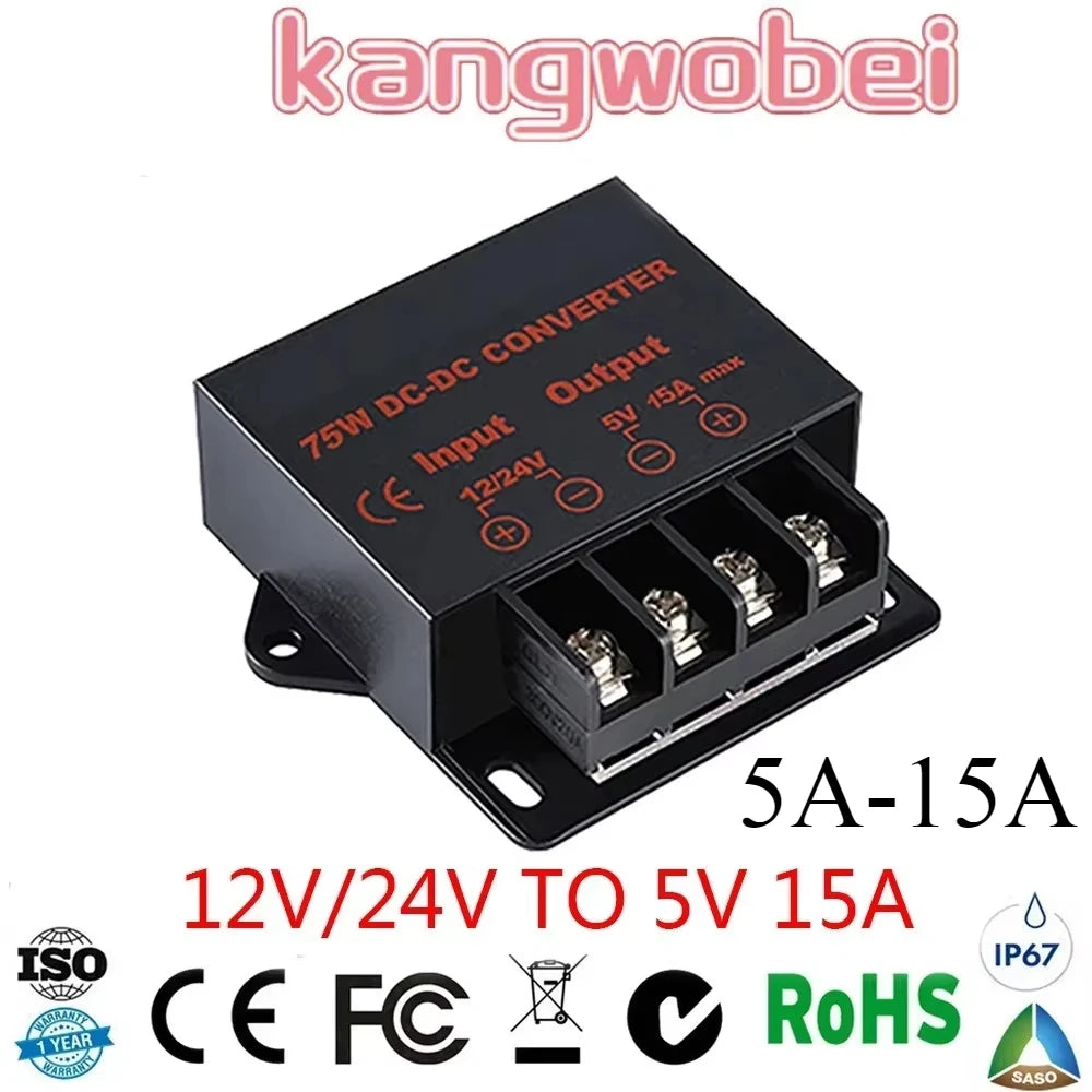 12V/24V to 5V 12V to 5V 24V to 5V 5A 10A 15A DC DC Converter Regulator Car Step Down Reducer CE Certificated Step-down module Oasis Select