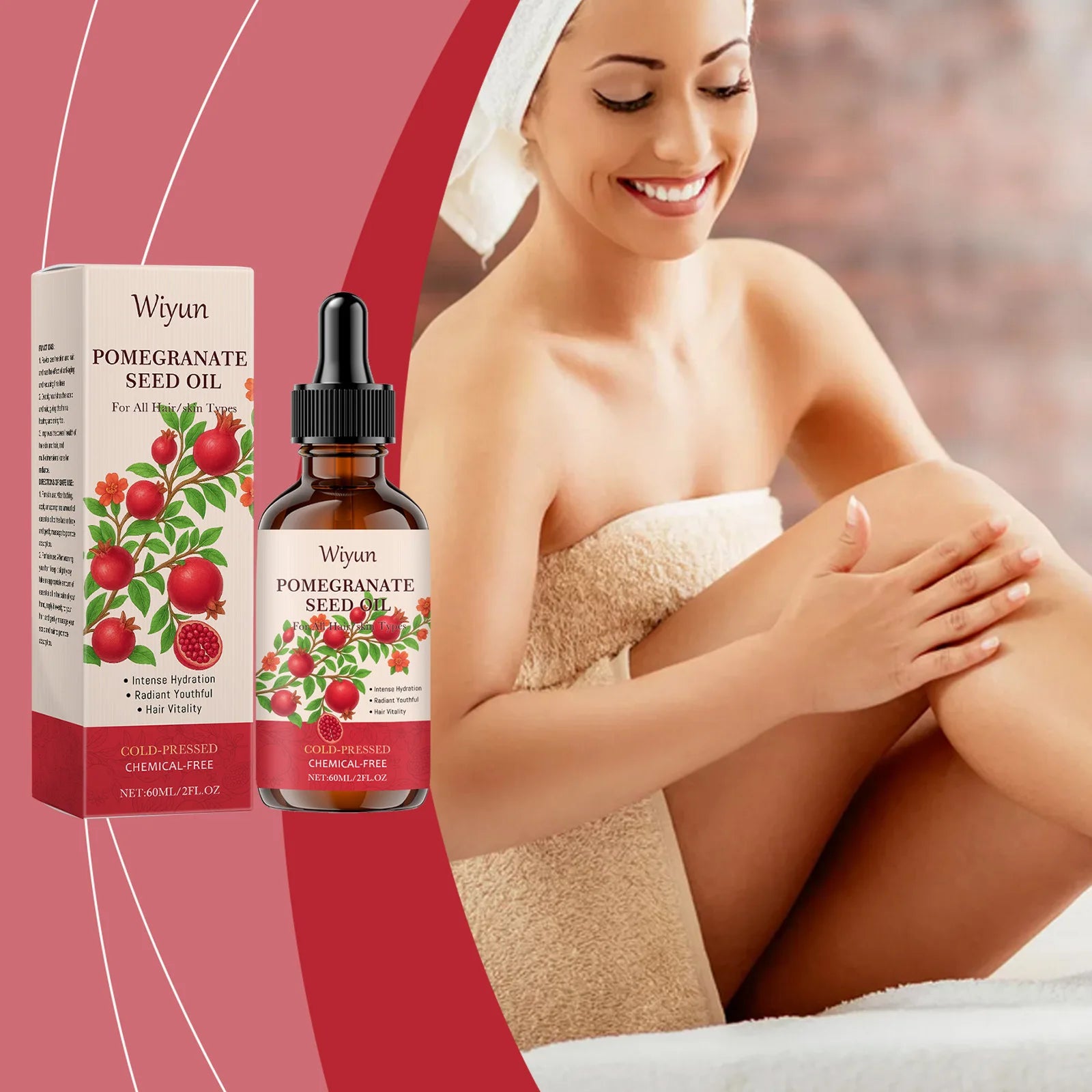 Pomegranate Seed Oil for Hair / Skin Nourish Scalp Hair Improve Dryness Tightening Smoothing Skin Repair Damaged Hair Skin Care Oasis Select