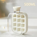 500/800ml 2in1 Ice Cube Tray with Water Bottle Press Type Portable Ice Maker High Capacity Ice Mold for Home Kitchen Summer Use Oasis Select White-600ml