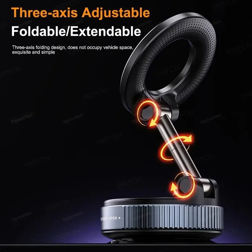 Magnetic Car Phone Holder 360° Rotation Folding With Vacuum Suction Cup For iPhone 12-16 Series Car/Gym/Driving Phone Holder Oasis Select