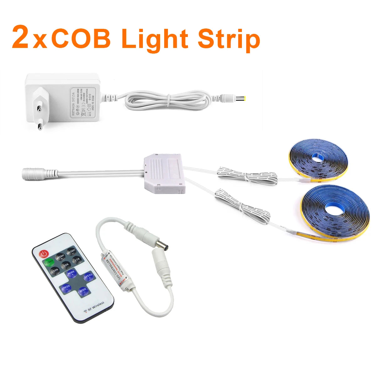 2-6PCS COB Tape for DIY Anime Character Collection Cabinets Wall Soundproof Panels,12V LED Strip with RF Remote Dimmable Swtich Oasis Select 2x COB Strip Kit Natural White US Power Plug|1m