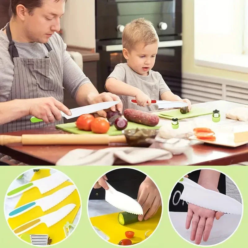 Kids Cooking Cutter Set Kids Knife Toddler Cutter Plastic Cake Fruit Knives Children DIY Peeler Tools Kitchen Accessories Oasis Select