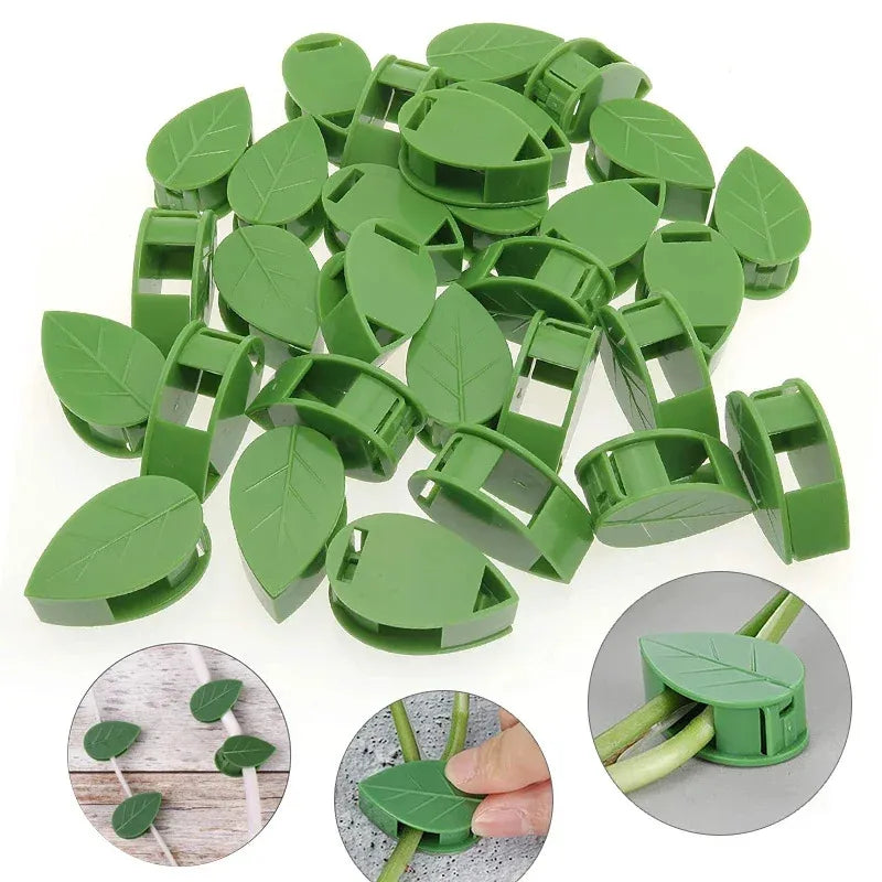 10pcs Leaf-Shaped Plant Holder Green Plant Climbing Wall Gods Sticky Hooks Vine Clip Fixer Multifunctional Flower Hangers Holder Oasis Select