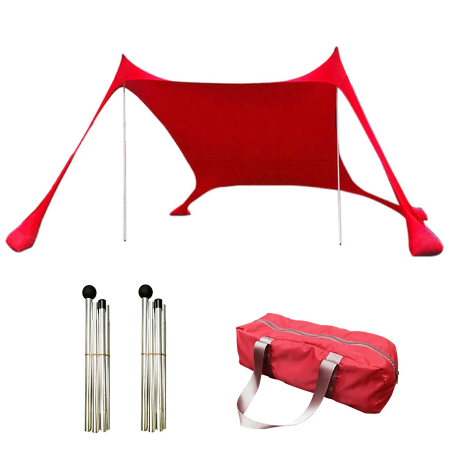 Outdoor Beach Tent Sun Shelter Camping Shades Tents Windproof One-piece Beach Canopy Tents UPF50+ Portable Family Tent For Bea Oasis Select Red