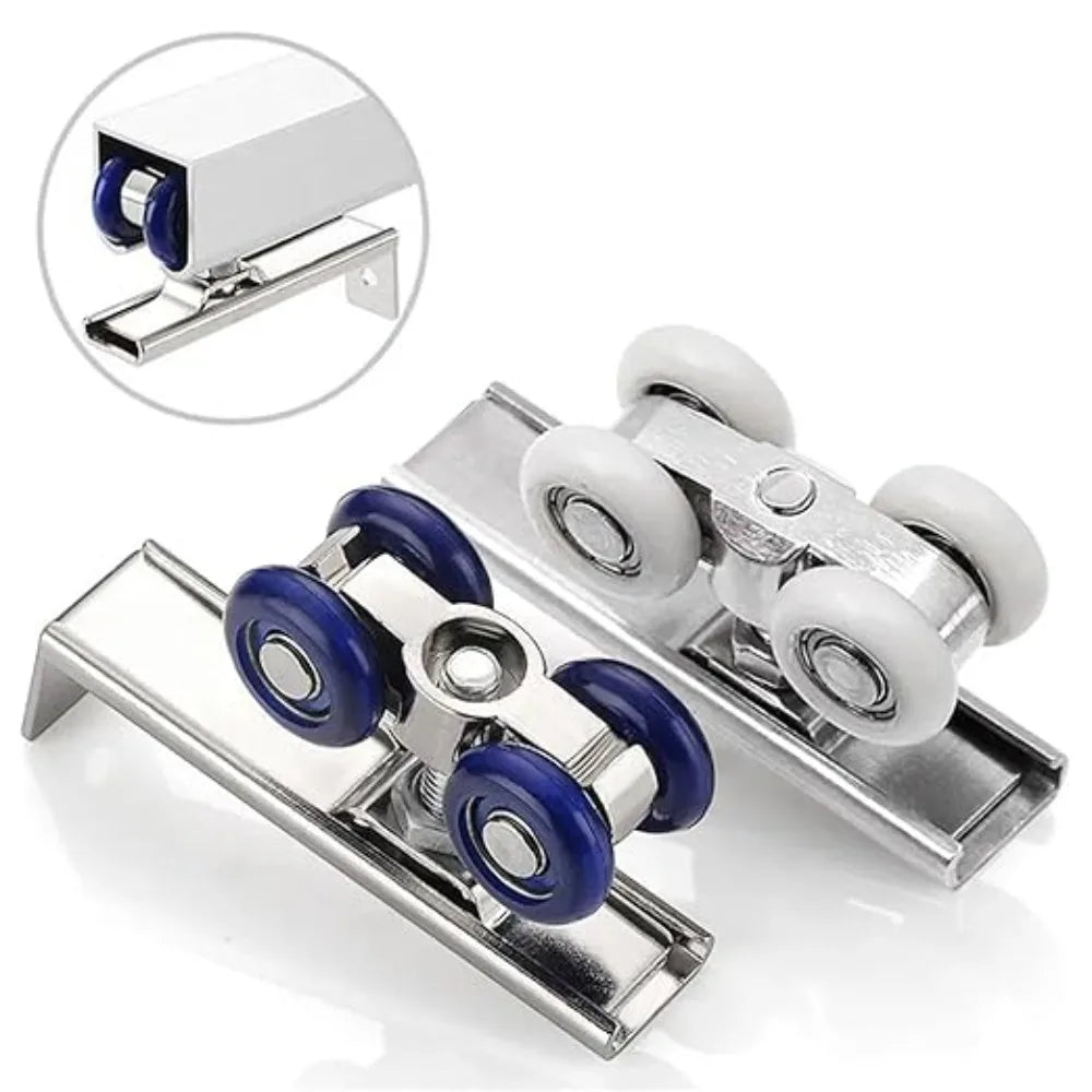 2pcs/set Sliding Door Roller Hardware Slide Doors Pulley 4 Wheels Home Room Wood Door Hanging Wheels Rail Track Pulley Oasis Select