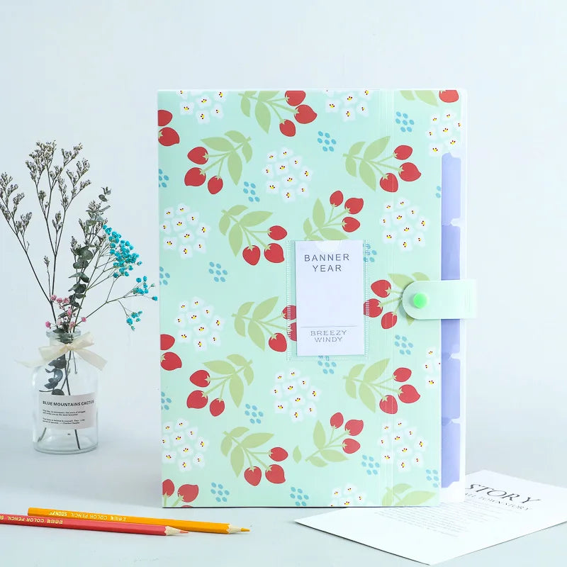 A4 Folder 5 Layers Macaron Color File Large Capacity Document Organizer Student School and Office Supplies Stationery Oasis Select green